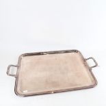 A Christofle "Malmaison" silver plated rectangular 2-handled serving tray, length 66cm, Harrods RRP