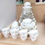 Royal Worcester June Garland pattern tea and dinnerware, including plates, tea cups, sauce boat etc