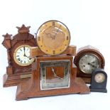 Various Vintage clocks, including early 20th century slate dome-top mantel clock, Smiths sectric