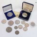 Cased Europe Mint silver medallion, a Police medal, Olympics medallion, commemorative and other