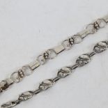 2 Danish silver floral panel bracelets, and another plated example (3)