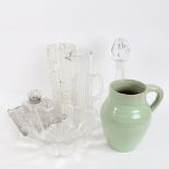 Various Swedish Studio glass, ceramics etc, including Orrefors ship's decanter, Clarice Cliff