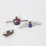 3 silver and enamel sweetheart brooches, including Royal Engineers (3)