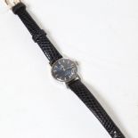 OMEGA - a lady's Vintage stainless steel Geneve mechanical wristwatch, blue dial with baton hour