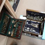 A large quantity of mixed plated items, brass cutlery etc (boxful)