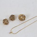 FLORA DANICA JEWELLERY - matching silver-gilt ring and clip earrings, and a silver-gilt pendant