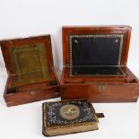 2 brass-bound mahogany folding writing slopes, and an abalone inlaid papier mache photograph