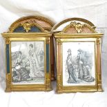 A set of 4 fashion prints, in ornate modern gilt composition Arcadian style frames, frame height