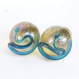 A pair of John Ditchfield snake on ball curtain rod ends, special commission direct from Ditchfield