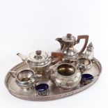 Various silver plate, including 4-piece Walker & Hall tea set