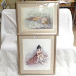 Francis Boxall, pair of limited edition coloured prints, Verity and Kerry, signed in pencil, framed,