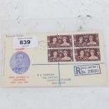 POSTAGE STAMPS - A set of 4 GB 1937 Coronation issue block of 4 stamps on registered illustration