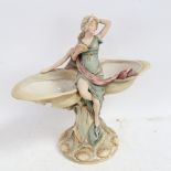 A Royal Dux Art Nouveau porcelain table centre, model no. 1521, height 36cm (A/F)