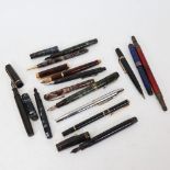 Various Vintage pens and propelling pencils, including Waterman with 18ct gold nib, Conway Stewart