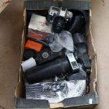 Various cameras, equipment and lenses (boxful)