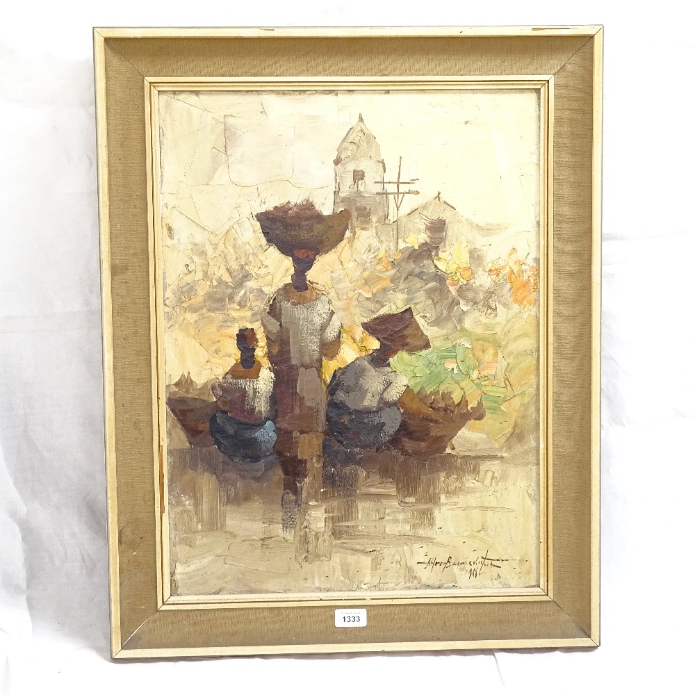 Alfred Buenaventura, oil on canvas, Continental figures, image 60cm x 45cm, original frame