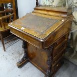 A Victorian walnut Davenport, W54cm