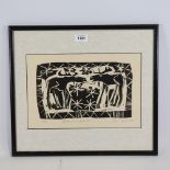 William Brown (1953 - 2008), 3 abstract woodblock prints, all signed and numbered in pencil, image