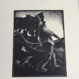 Clare Leighton (1898 - 1989), limited edition woodcut on paper, Turning The Plough, image 6.5" x 4.