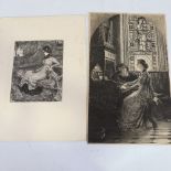 Frank Dicksee, etching, harmony, image 15.5" x 9.5", and 1 other etching, unframed (2) Slight