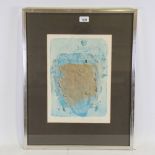 John Hoyland, lithograph, abstract 1974, signed in pen, image 13" x 9", framed Good condition