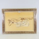 Ronald Cameron, coloured pastels, reclining nude, signed, 14" x 22", framed Very good condition