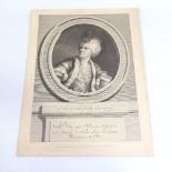 Augustin De St Aubin (French - 1736 - 1807), engraving, Le Kain 1788, image 16.5" x 11.5",