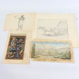 A folder of 19th and 20th century original artwork