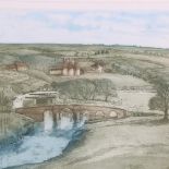 Michael Chaplin RE, coloured etching, Teston Bridge, signed in pencil, no. 86/200, plate 14.5" x