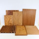 Ian Gordon, a group of mid-century carved wood wall sculptures and plaques (7)