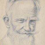 Philip Poyser, pencil sketch, portrait of George Bernard Shaw, signed, 12.5" x 10.5", unframed Light