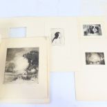 Cedric Hodgson "Baron of Rye", 4 etchings, including King Charles Spaniel, all signed in pencil,