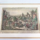 JEWISH INTEREST - a rare hand coloured print of the Lauberhutten Festival Jerusalem, printed 1720,