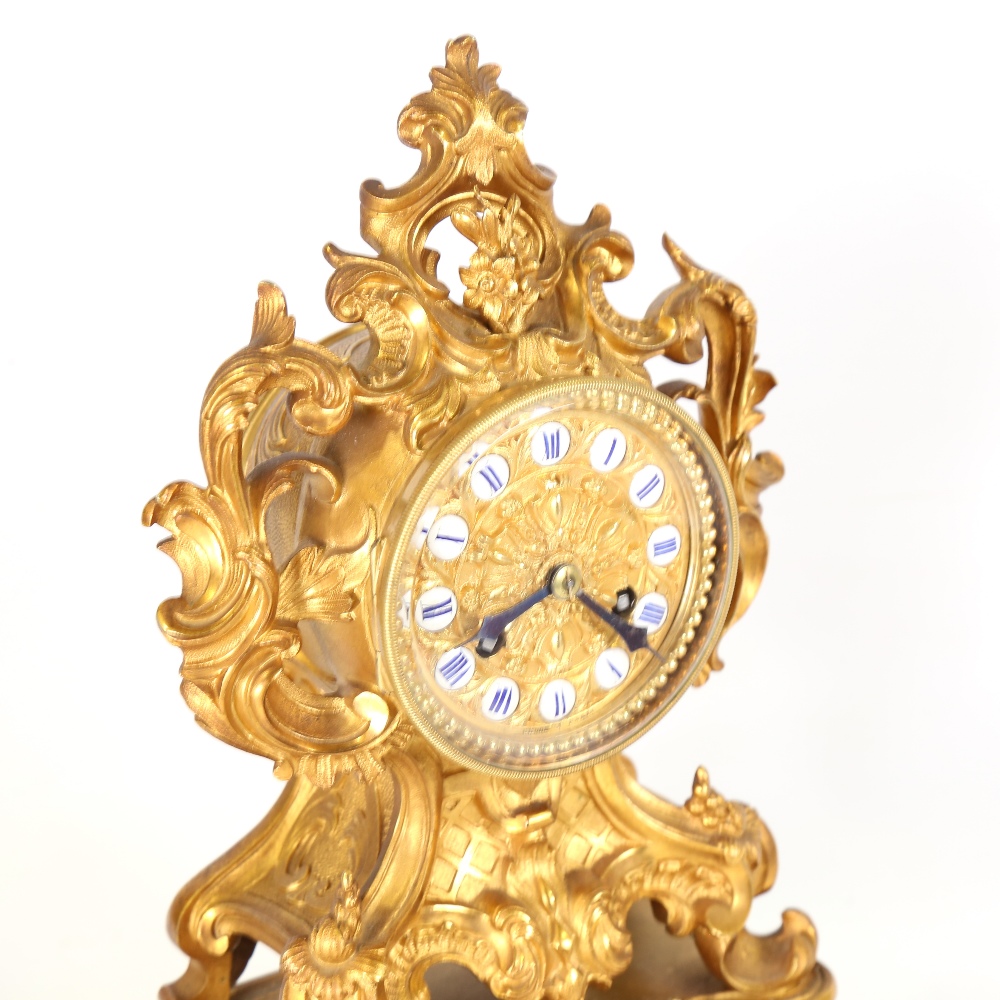 A 19th century French gilt-bronze ormolu 8-day mantel clock under glass dome, by Grohe of Paris, - Image 2 of 5