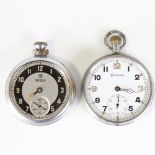 2 pocket watches, comprising GSTP Helvetia military issue model and Ingersoll Triumph, both not