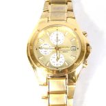 SEIKO - a gold plated stainless steel quartz Chronograph wristwatch, ref. 7T92-0FX0, champagne