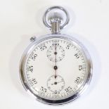 GPO - a stainless steel Number 3 mechanical stopwatch, white enamel dial with Arabic numerals,
