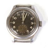 CYMA - a Second World War Period Military Issue 'Dirty Dozen' mechanical wristwatch head, black dial