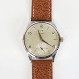 OMEGA - a Vintage stainless steel mechanical wristwatch, ref. 13322, circa 1950s, silvered dial with