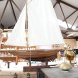A hand built model sailing ship on stand, height 110cm
