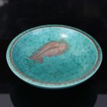 WILHELM KAGE for GUSTAVSBERG - an Art Deco Swedish pottery Argenta fish dish/bowl, numbered 1094 IV,