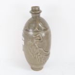 A Chinese crackle glaze pottery vase, with embossed bird decoration, 34cm