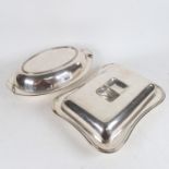 2 silver plated entree dishes and covers