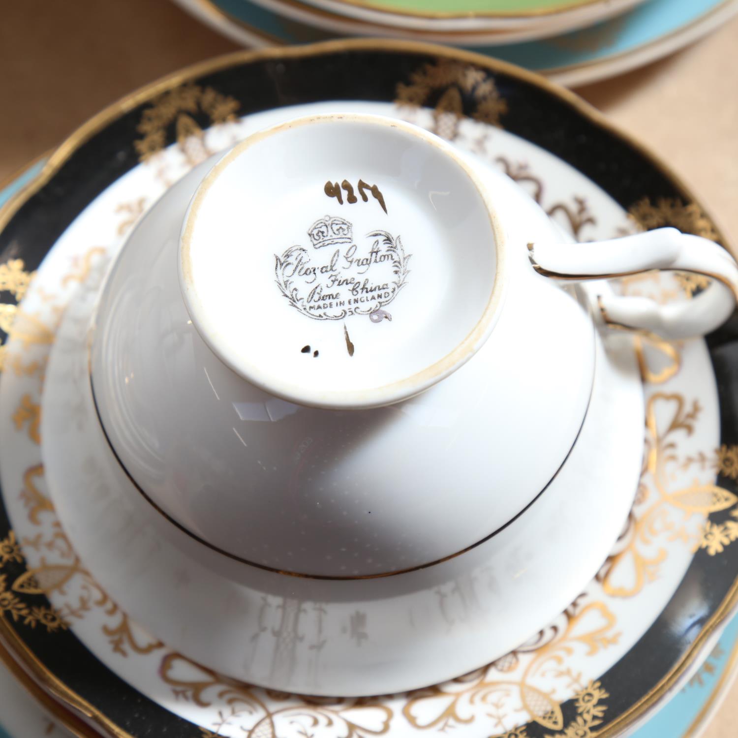 A set of Royal Grafton china, gilded floral decorated tea cups, saucers and side plates, and - Image 2 of 2