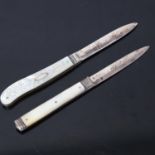 2 19th century silver-bladed mother-of-pearl handled fruit knives (2)