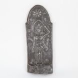 A Thai Buddhist God figure lead plaque, 18.5cm x 7cm