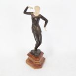 After Ferdinand Preiss, Art Deco style bronze and composition sculpture, The Dancer, signed on