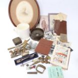 Various military ephemera, including photograph portraits, buttons, badges, Soldier's Service and