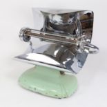 A Vintage painted aluminium and chrome table-top electric heater, W55cm, H36cm