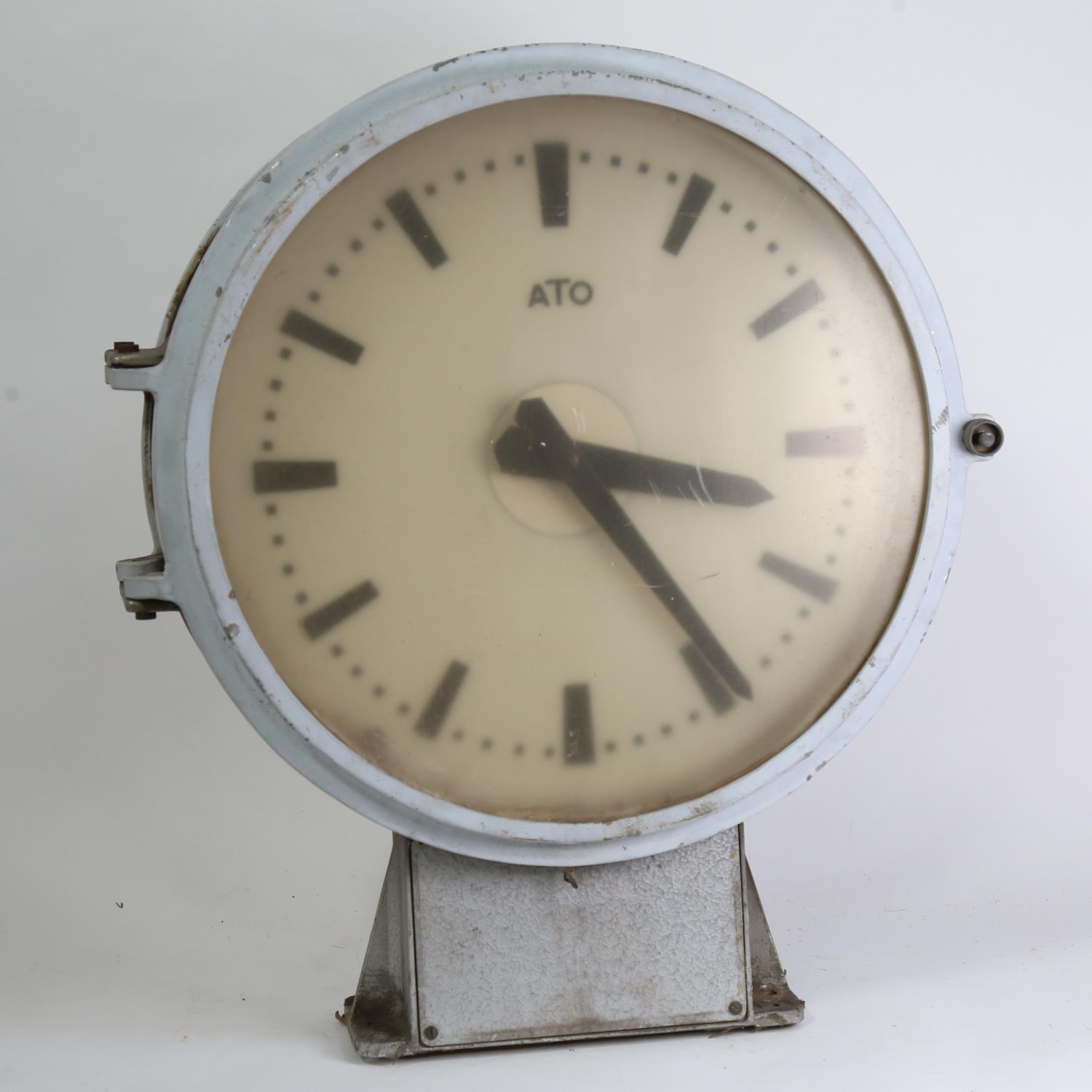 A Vintage French double-sided railway station clock, by ATO, diameter49cm, height 60cm - Image 2 of 2